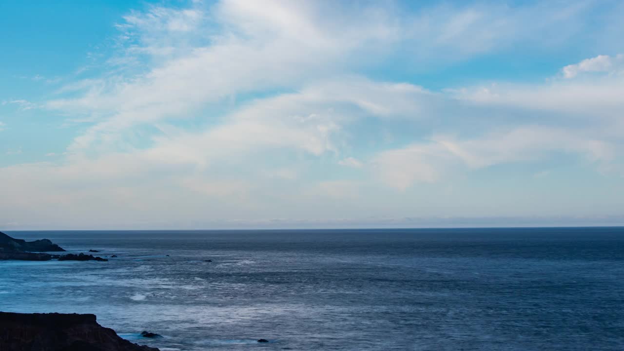 时间推移-全景的波浪溅到太平洋海岸视频素材