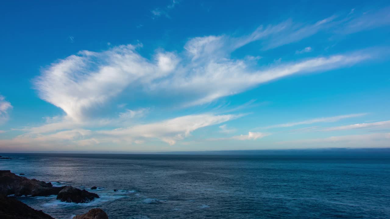 时间推移-全景的波浪溅到太平洋海岸视频素材