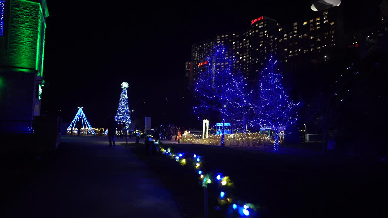 尼亚加拉瀑布夜晚的美景。视频素材