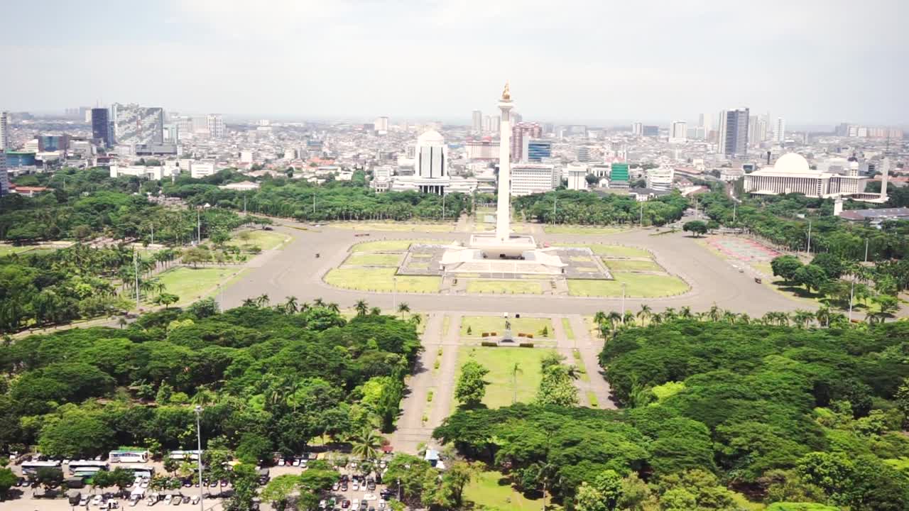 航空风景的国家纪念碑与城市景观视频素材