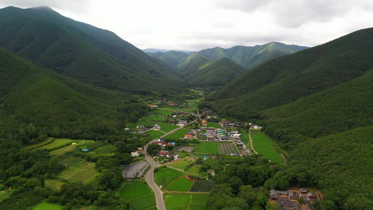 农田和村庄风景/庆州市，庆尚北道，韩国视频素材