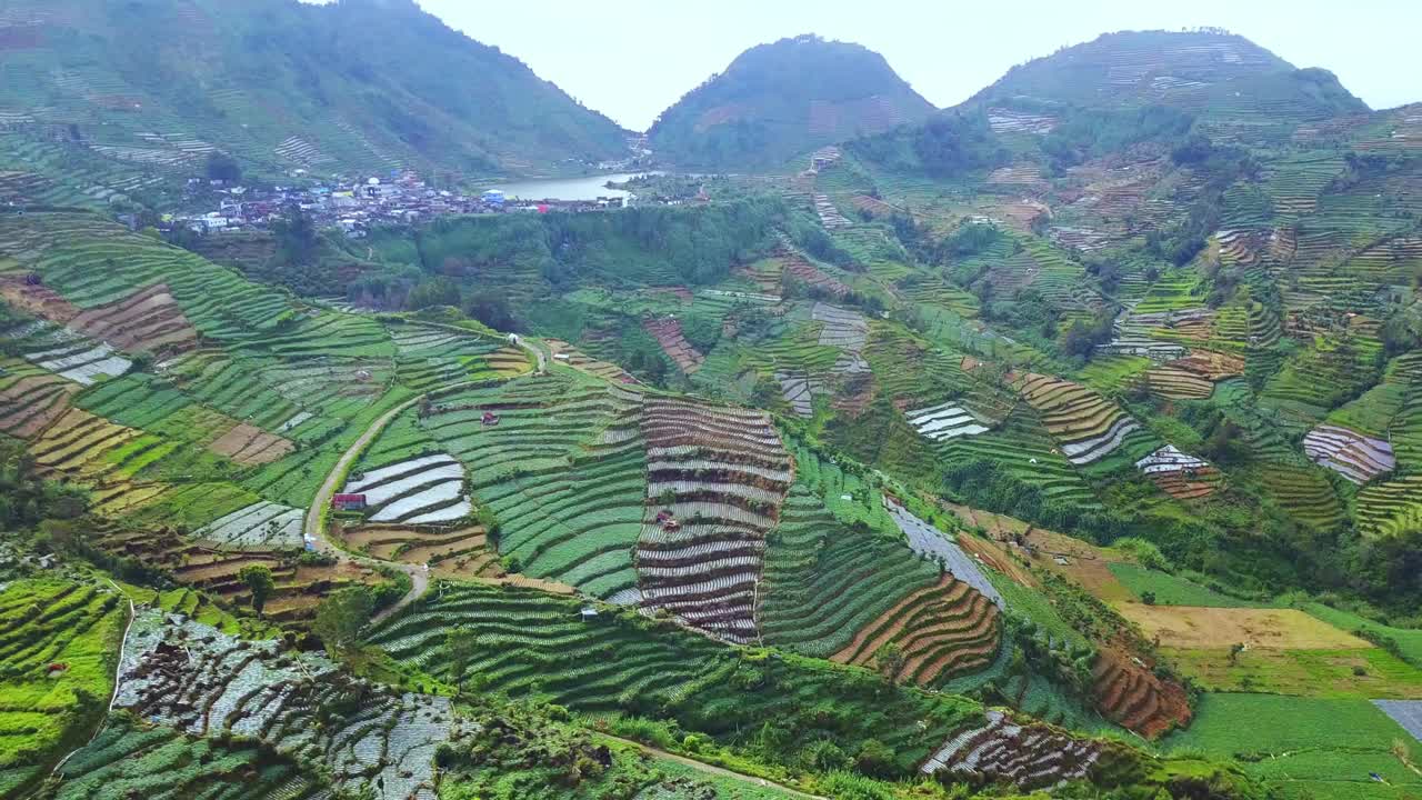 迪昂高原美丽的农田鸟瞰图视频素材