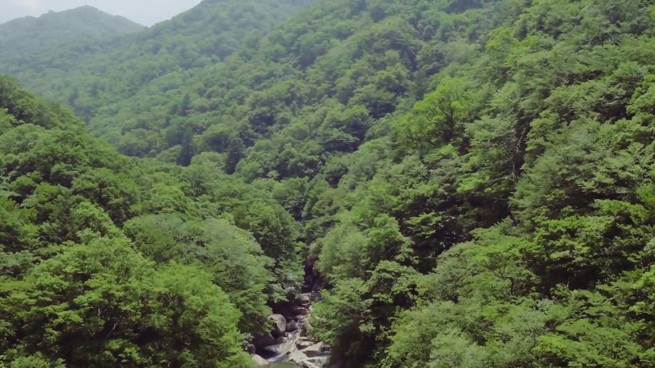 七仙谷——韩国庆尚南道咸阳郡智异山的山谷水流和森林视频素材