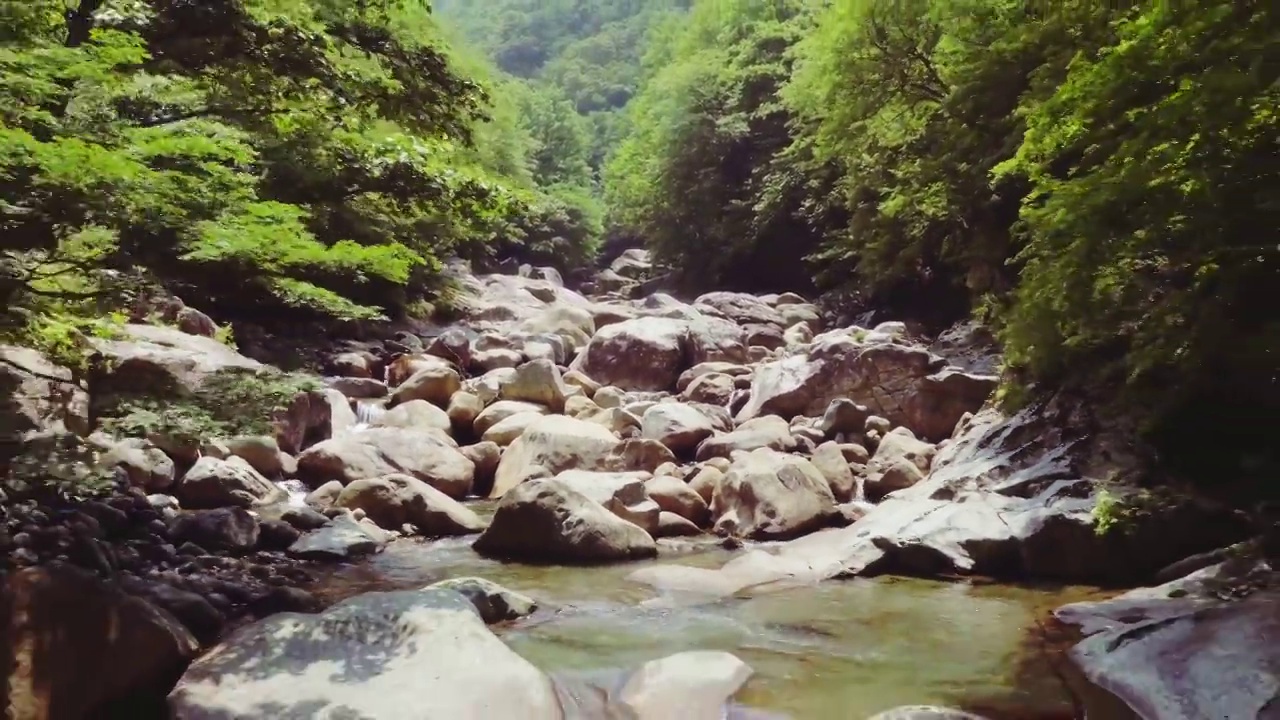 七仙谷——韩国庆尚南道咸阳郡智异山的山谷水流和森林视频素材