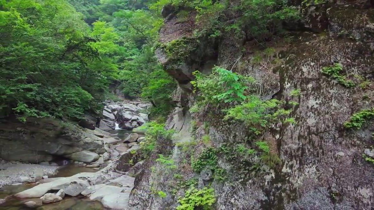 七仙谷——韩国庆尚南道咸阳郡智异山的山谷水流和森林视频素材