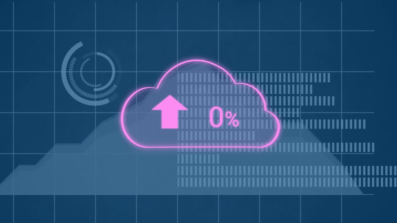动画的不断增长的数字超过云与图标视频素材