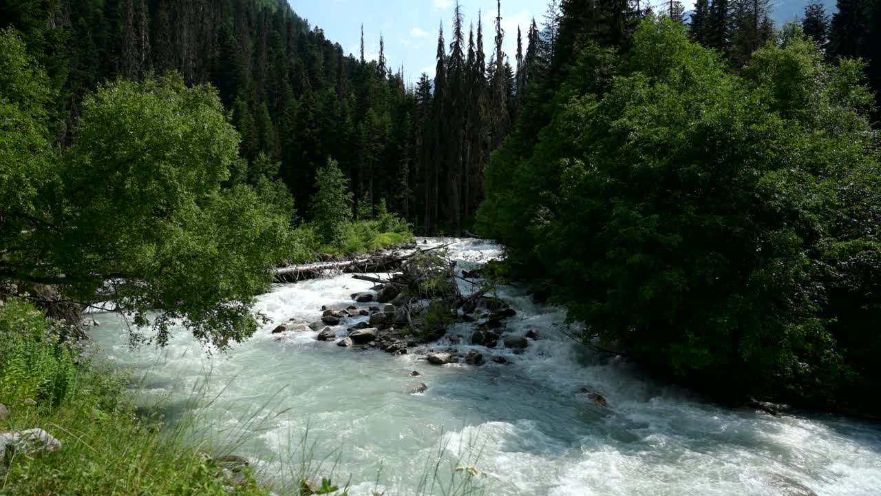 山地森林河流景观视频素材