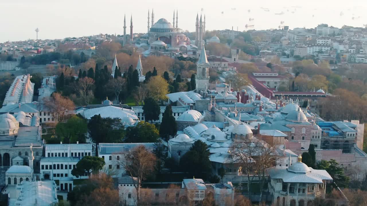 伊斯坦布尔Topkapı皇宫塔鸟瞰图视频下载