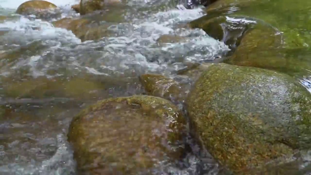 溪水中流过卵石视频素材