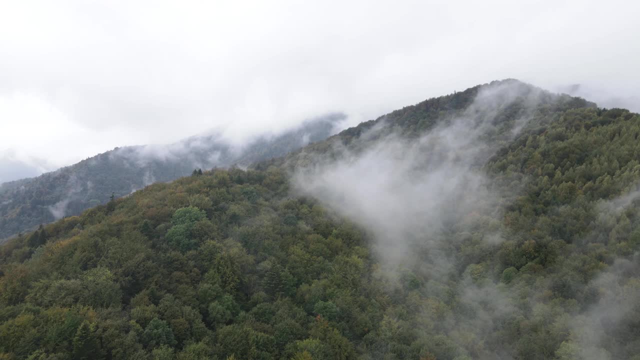 乌克兰喀尔巴阡山脉白天，鸟瞰图视频素材