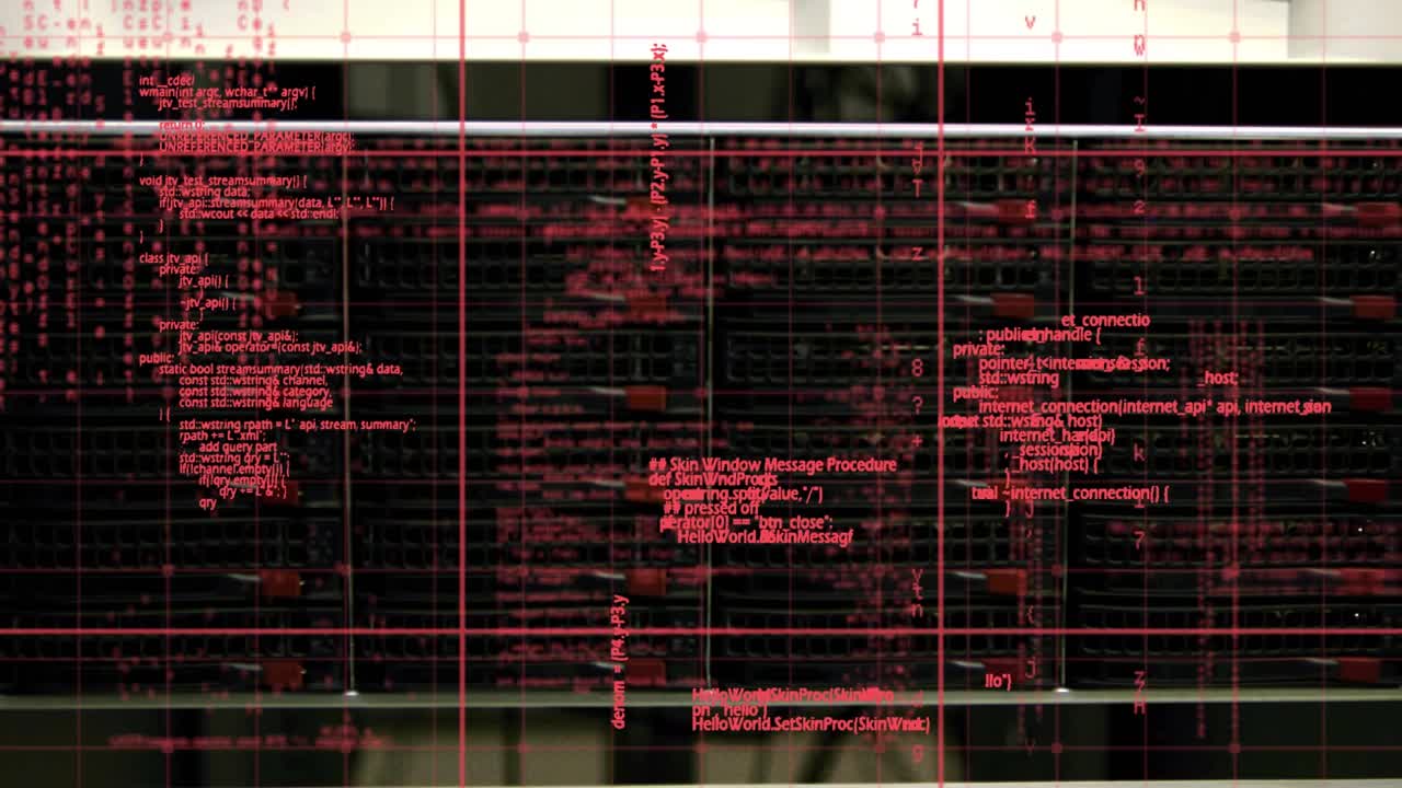 计算机服务器近距离数据处理的动画视频素材
