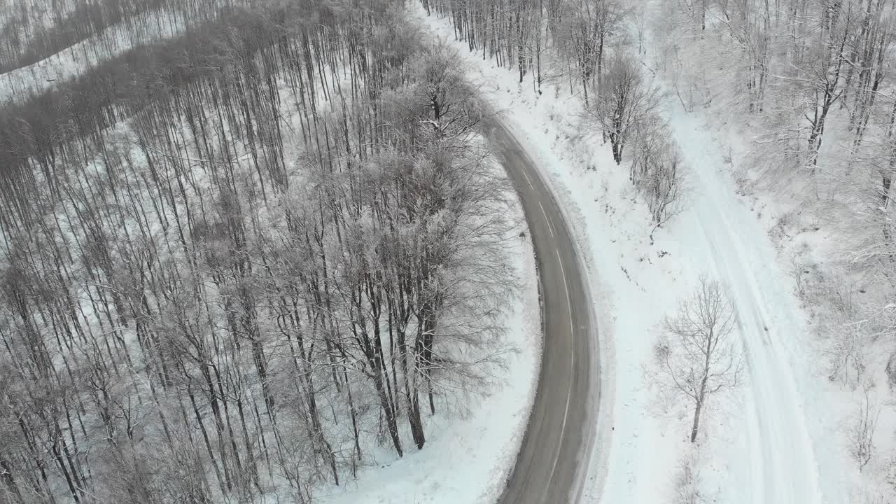 冬季道路鸟瞰图视频素材