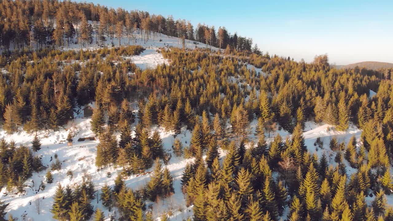 在冬天飞越山林视频素材