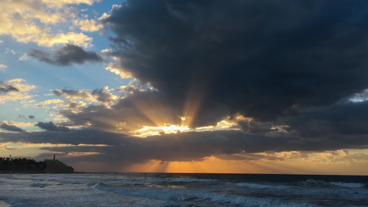 特拉维夫雅法海滩日落视频素材