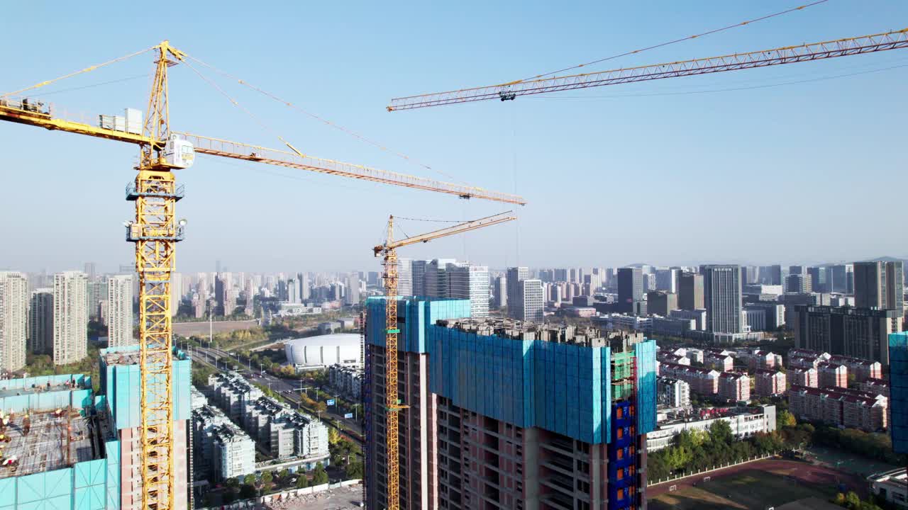 杭州建筑工地鸟瞰图视频素材