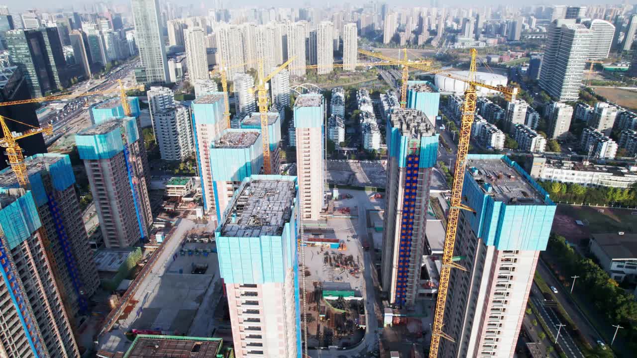 杭州建筑工地鸟瞰图视频素材