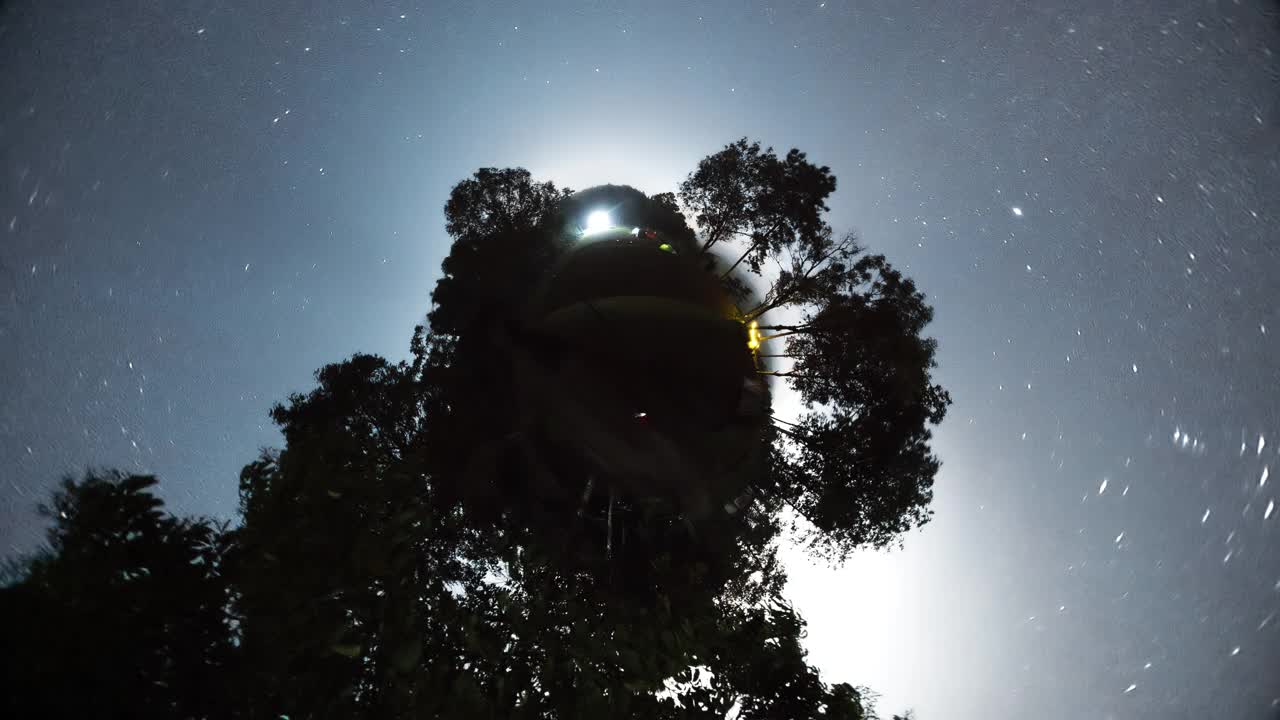 夜晚360度的小星球视频素材