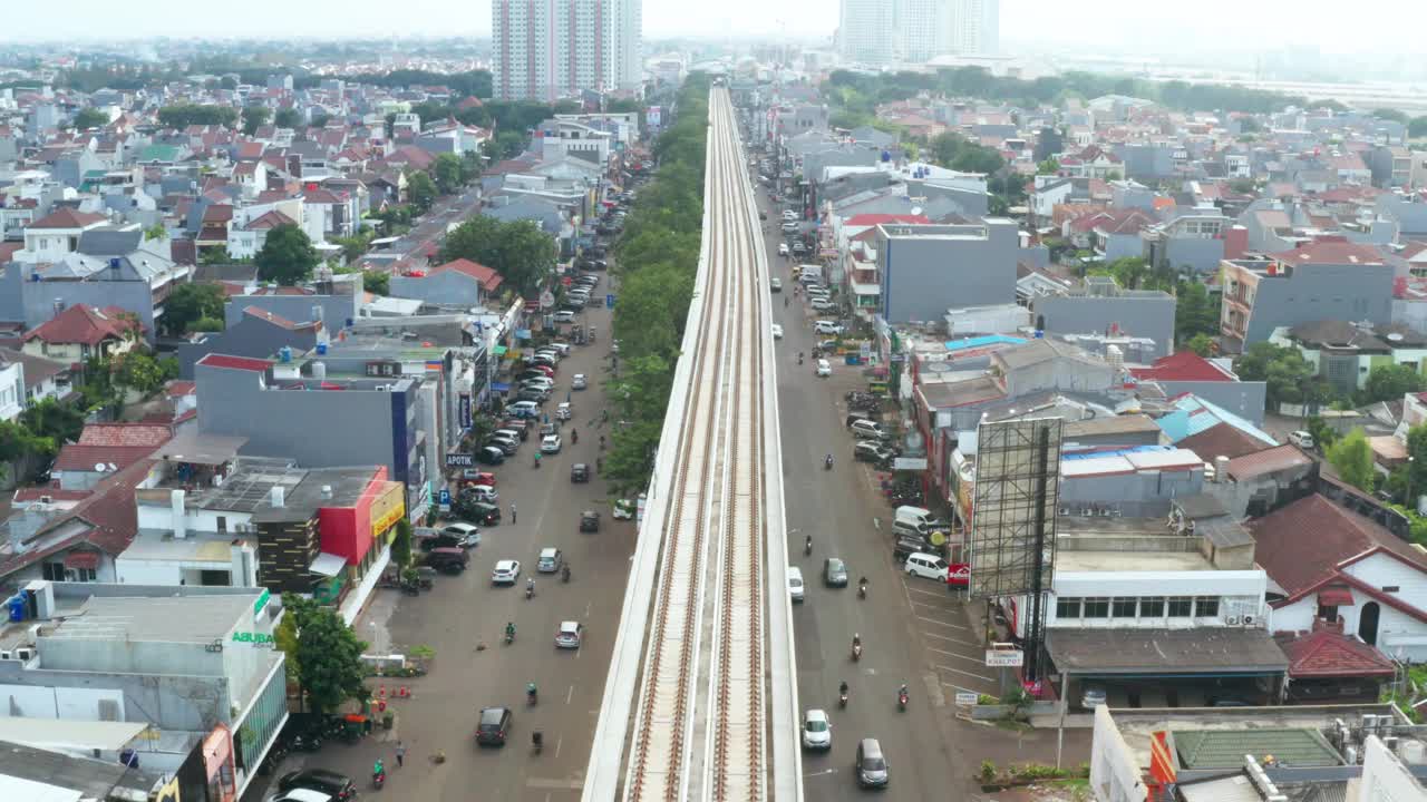 雅加达捷运高架铁路鸟瞰图视频素材