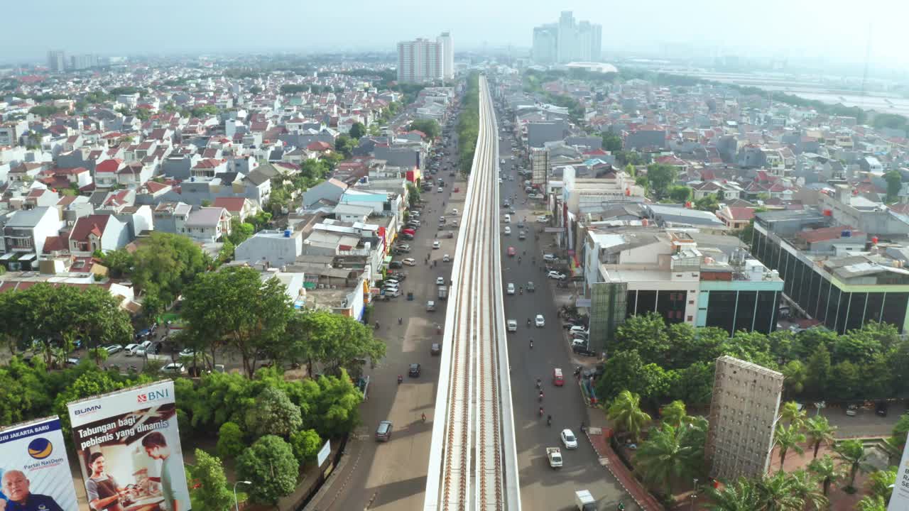 雅加达捷运铁路的空中景观视频素材