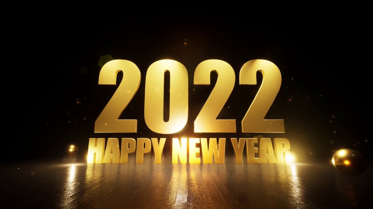 金色2022新年祝福- 2022年新年快乐视频素材