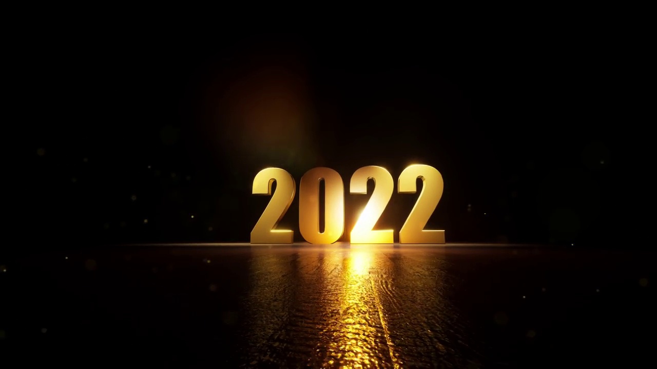 金色2022新年祝福- 2022年新年快乐视频素材