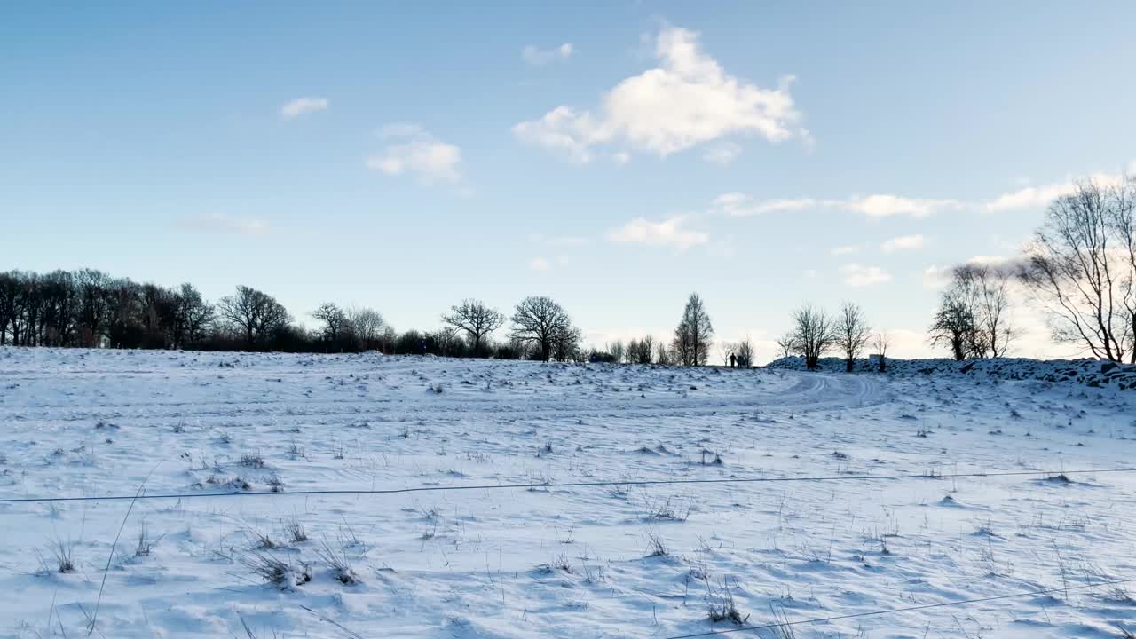 活跃的人们在瑞典Skåne训练越野滑雪视频素材