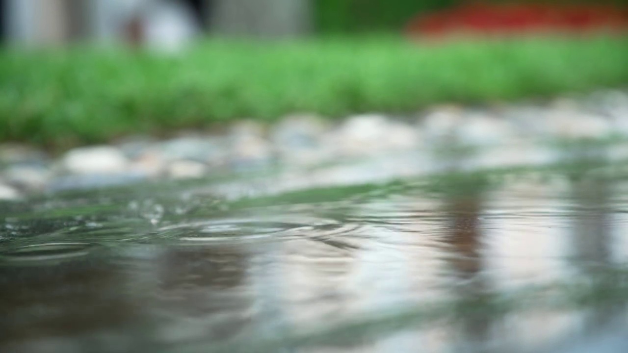 雨点落在水面上视频素材