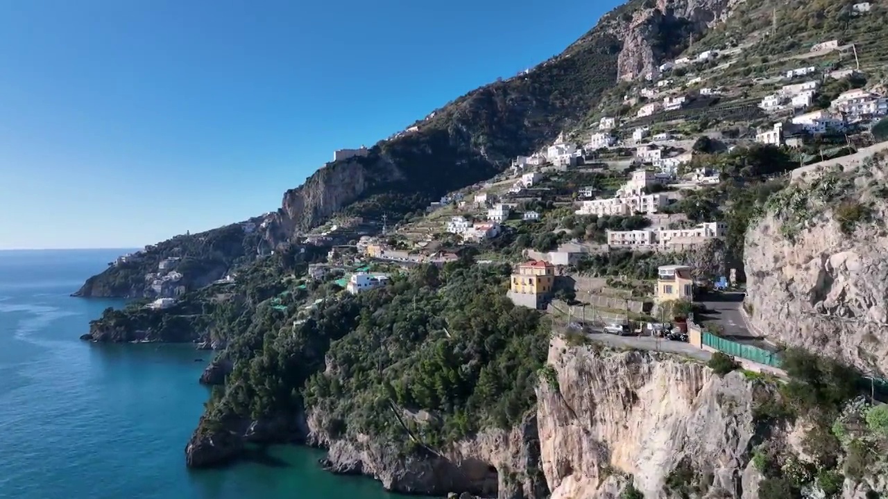 意大利阿马尔菲海岸的全景。视频素材