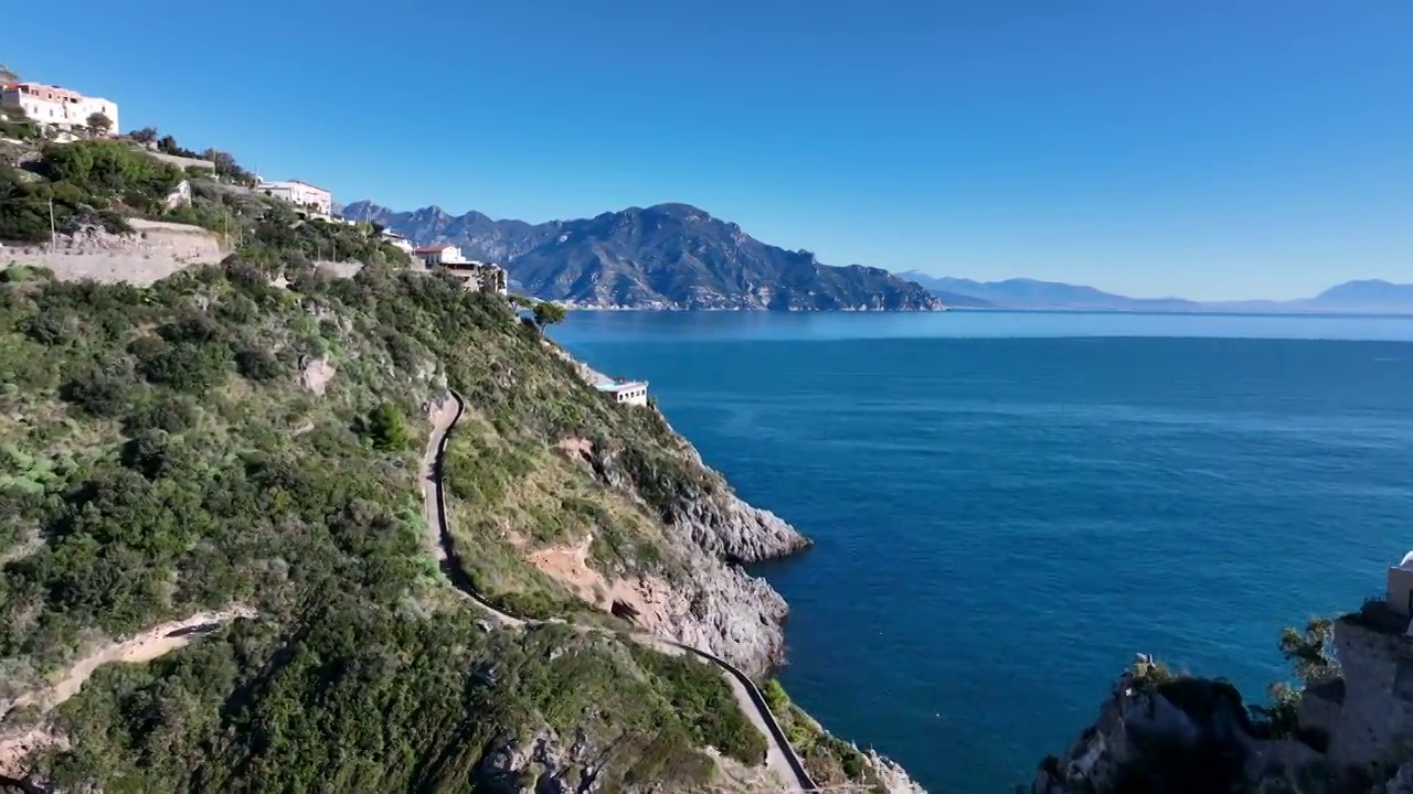 意大利阿马尔菲海岸的全景。视频素材