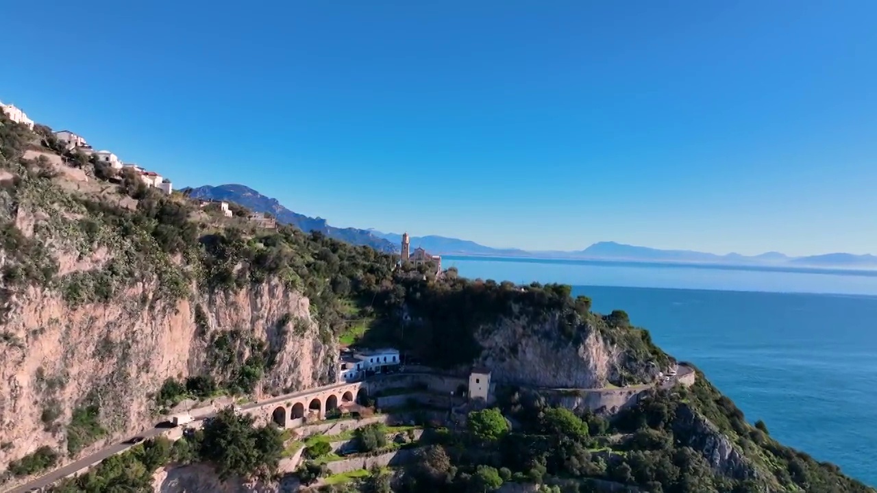 意大利阿马尔菲海岸的全景。视频素材