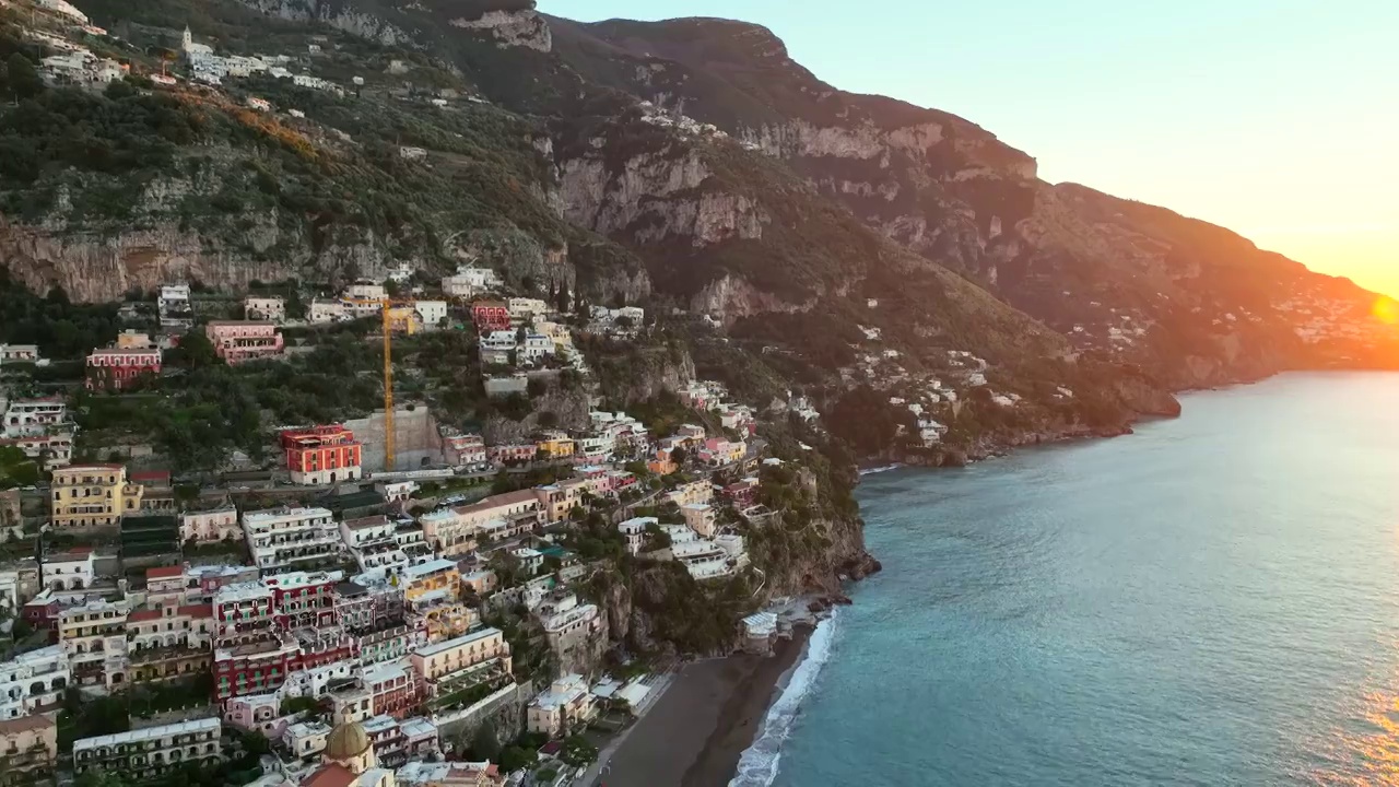 波西塔诺，意大利阿马尔菲海岸的旅游胜地。视频素材