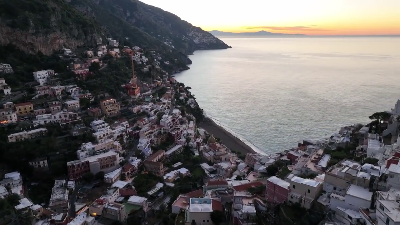 波西塔诺，意大利阿马尔菲海岸的旅游胜地。视频素材