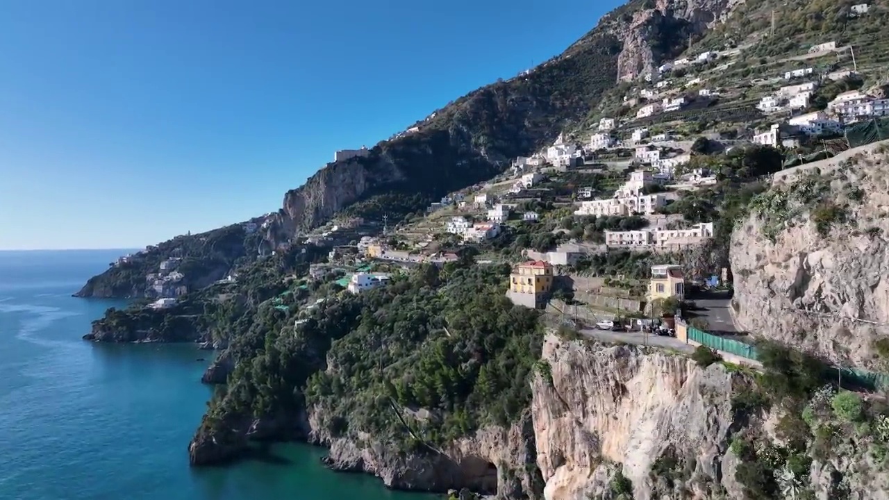 意大利阿马尔菲海岸的全景。视频素材