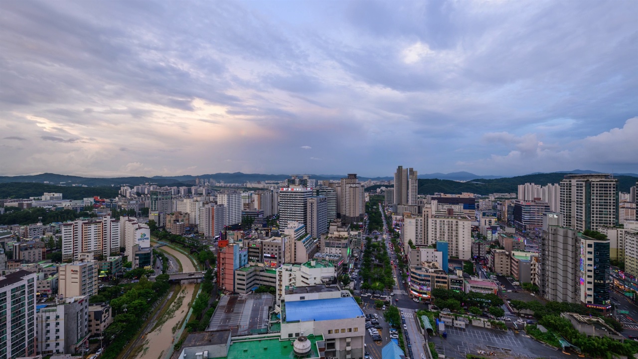 韩国大田儒城区夜景视频素材