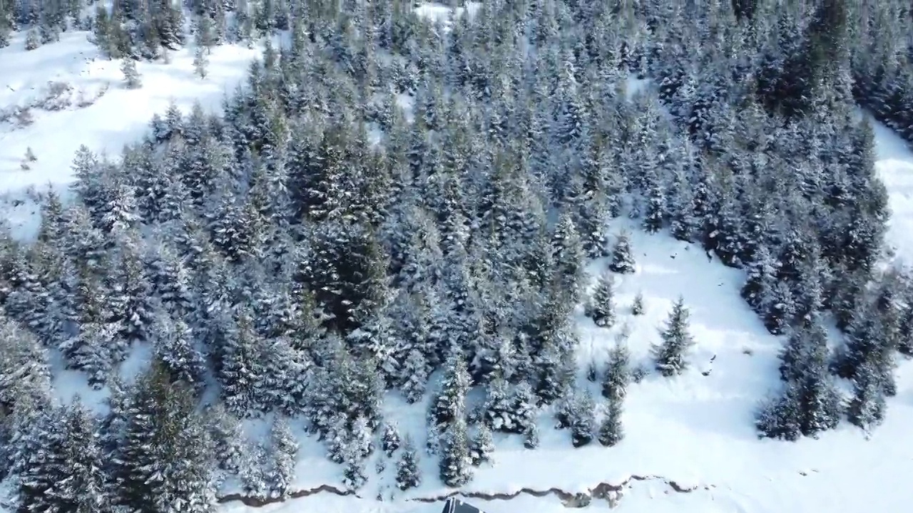 无人机拍摄的雪景冬季视频视频素材