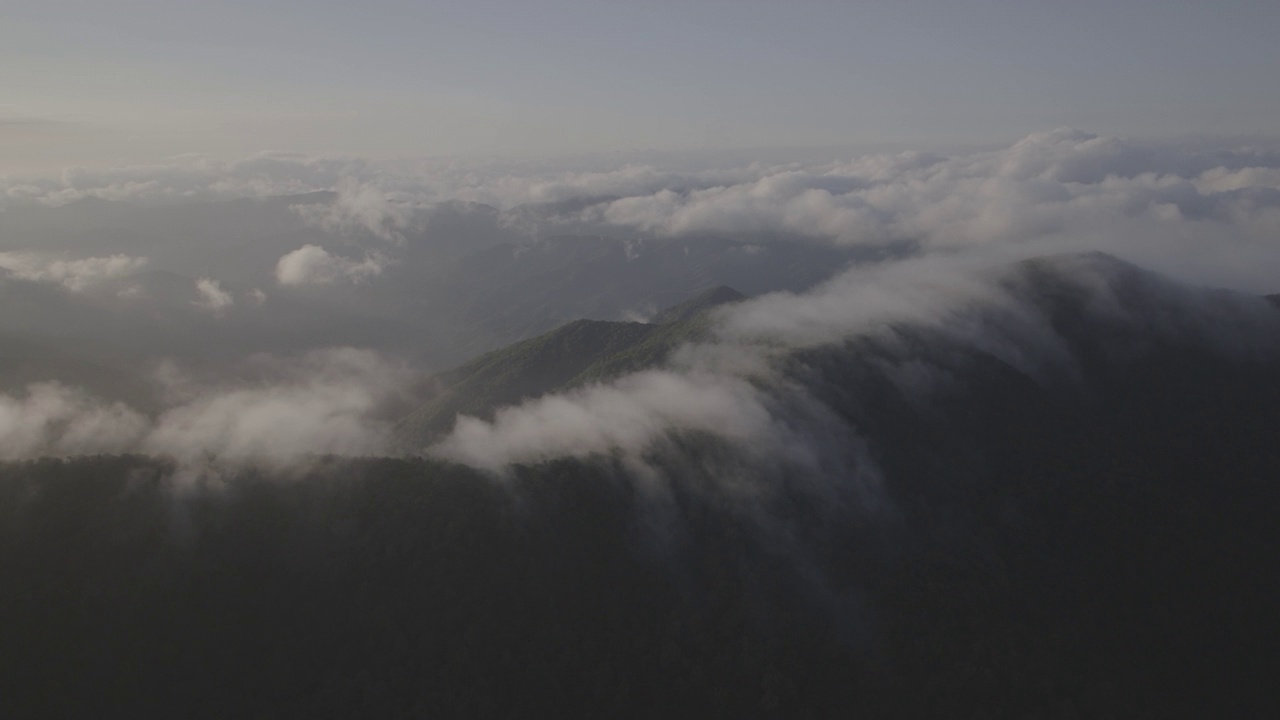 ▽五台山=在韩国江原道内埃郡(洪川郡)，云海环绕的飞鹿峰风景视频素材