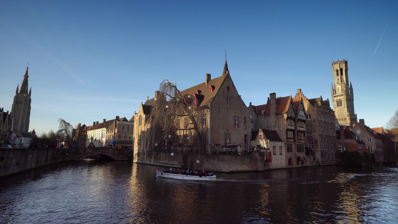 4k: Burges Townscape -比利时早上视频素材