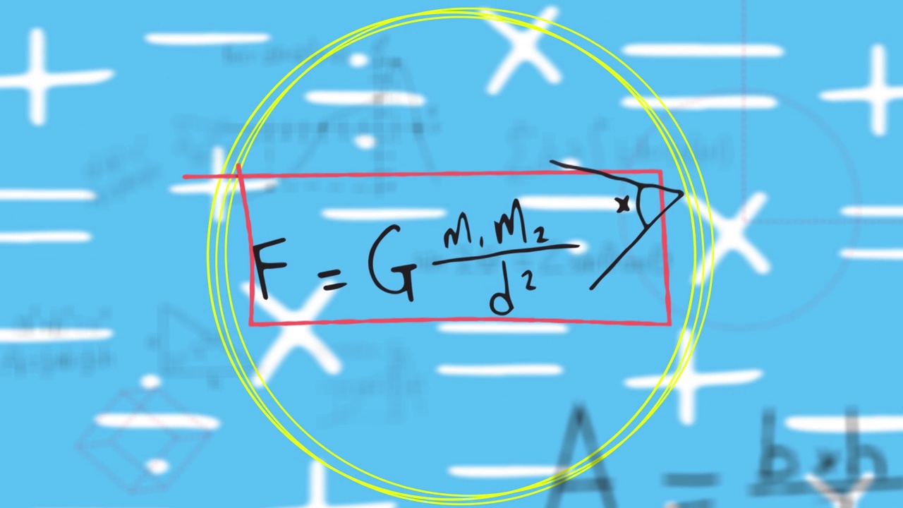 在蓝色背景上的数学方程和移动形状的动画视频素材