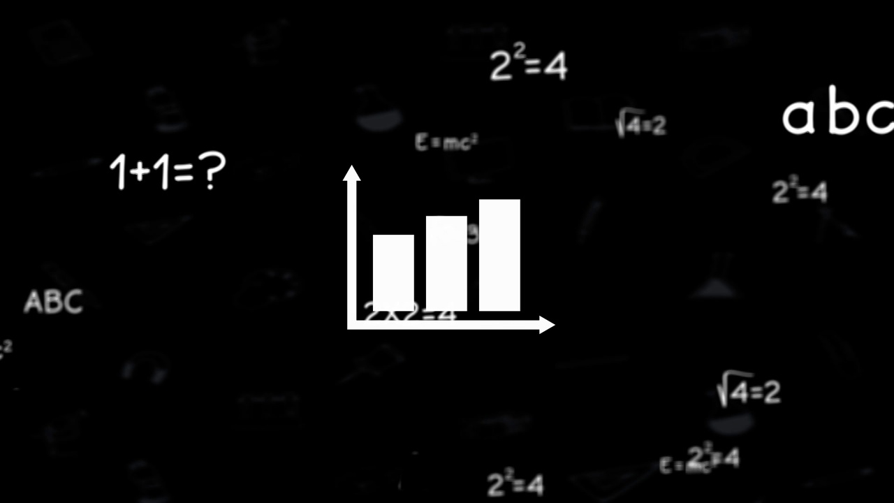 动画的数学方程和图表图标上的黑色背景视频素材