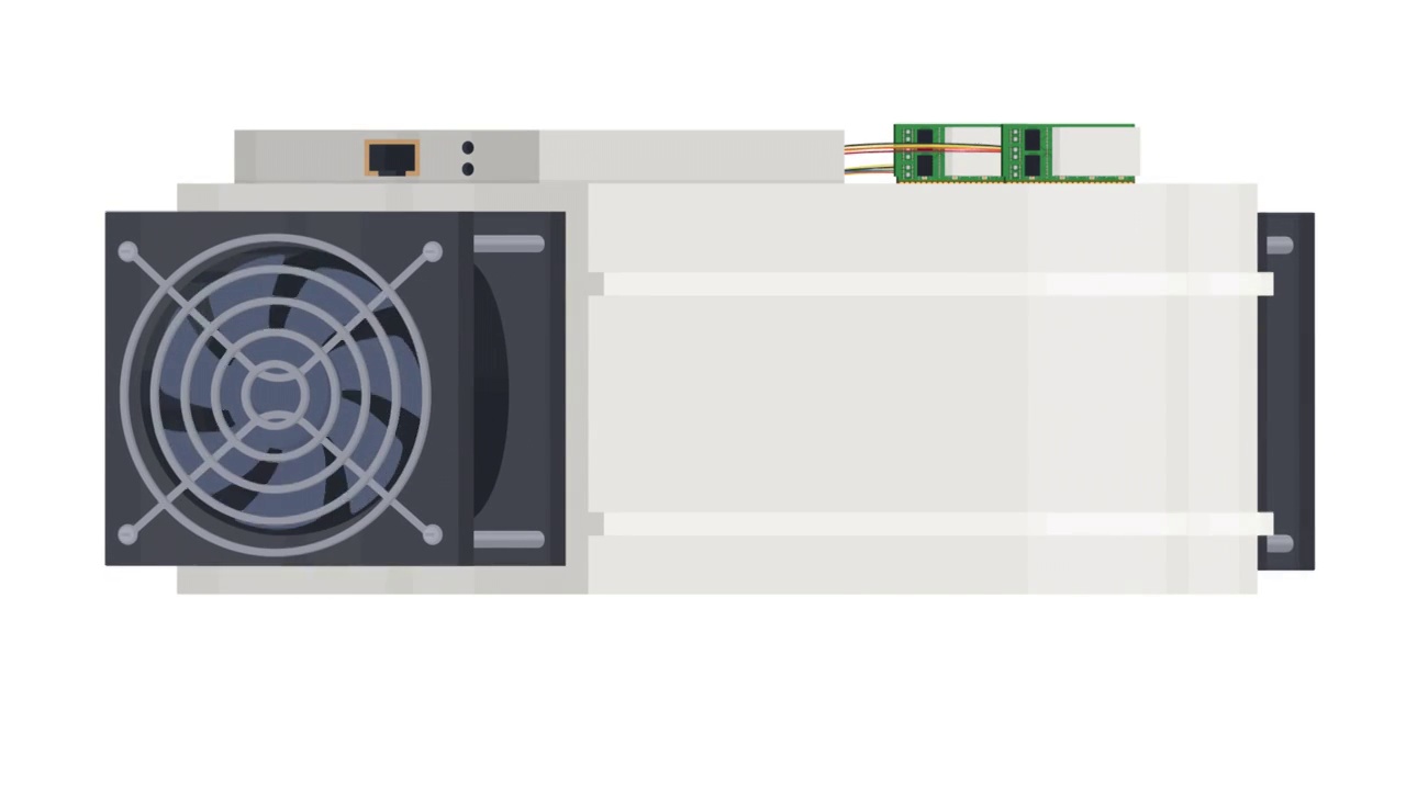 Asic矿工。采矿设备的动画。卡通视频素材