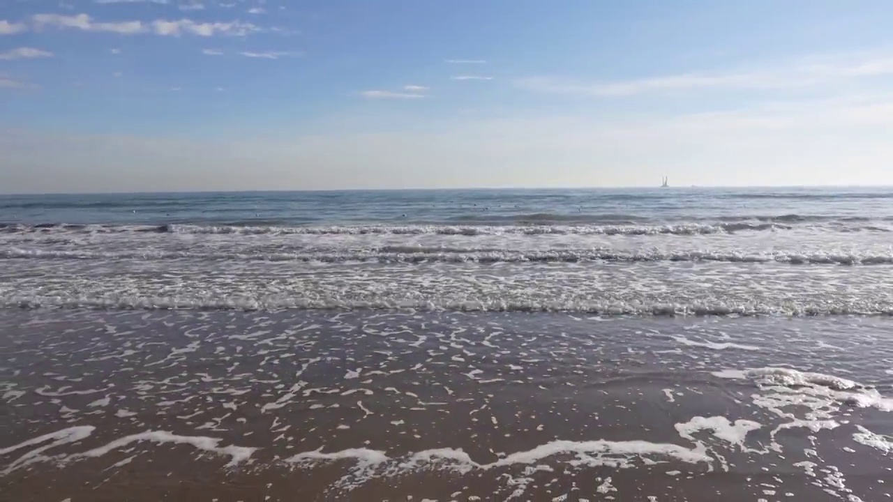 海滩海域。自然景观，美丽的热带海滩和阳光明媚的大海。视频下载