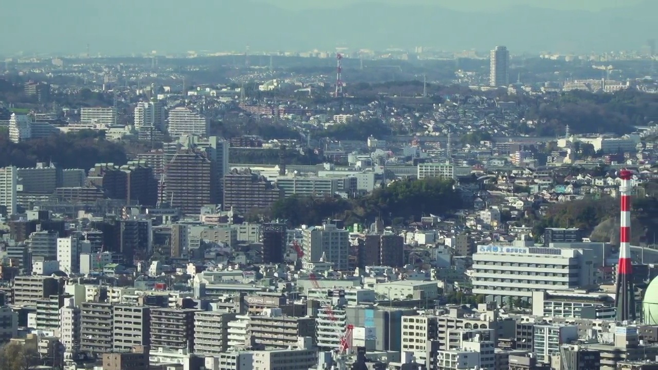 全景横滨市城市天际线鸟瞰鸟瞰图。视频素材