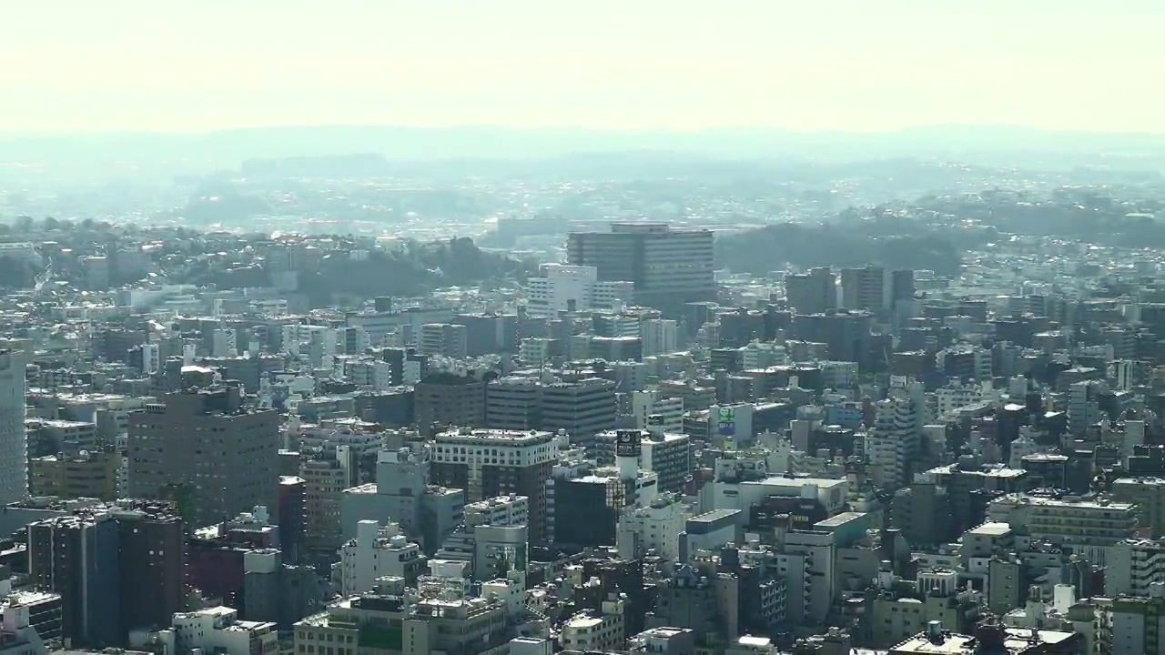 全景横滨市城市天际线鸟瞰鸟瞰图。视频素材