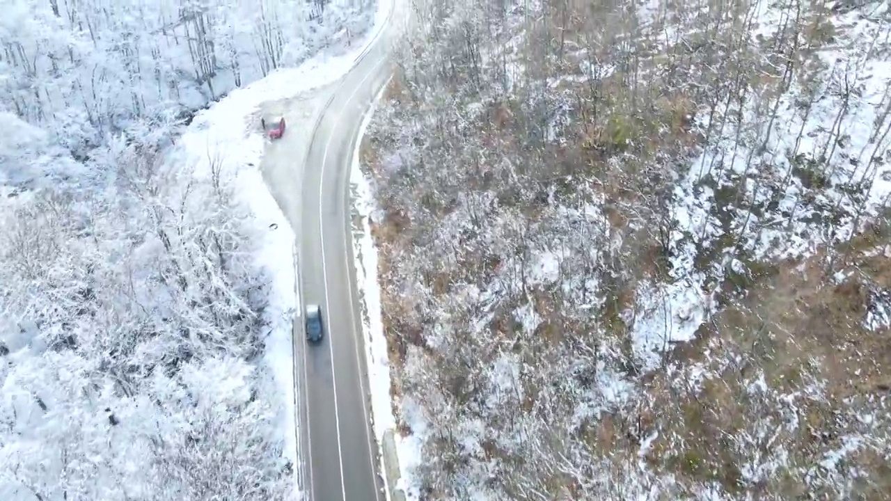 在偏远的积雪道路上，需要帮助的汽车司机视频素材