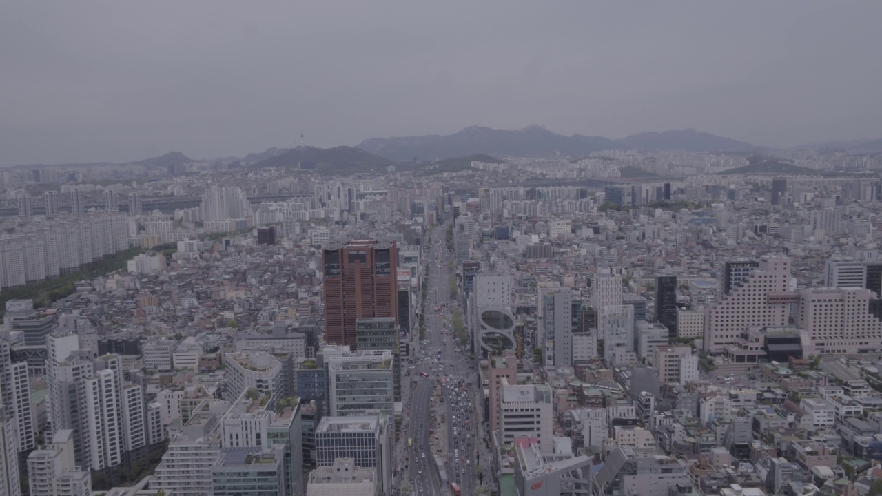 韩国首尔江南区驿三区周边建筑和市中心的风景视频素材