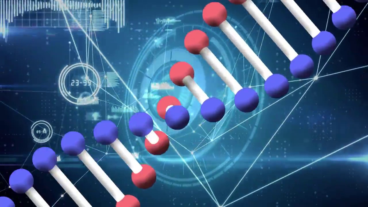 动画的dna链超过数据处理和网络连接视频素材