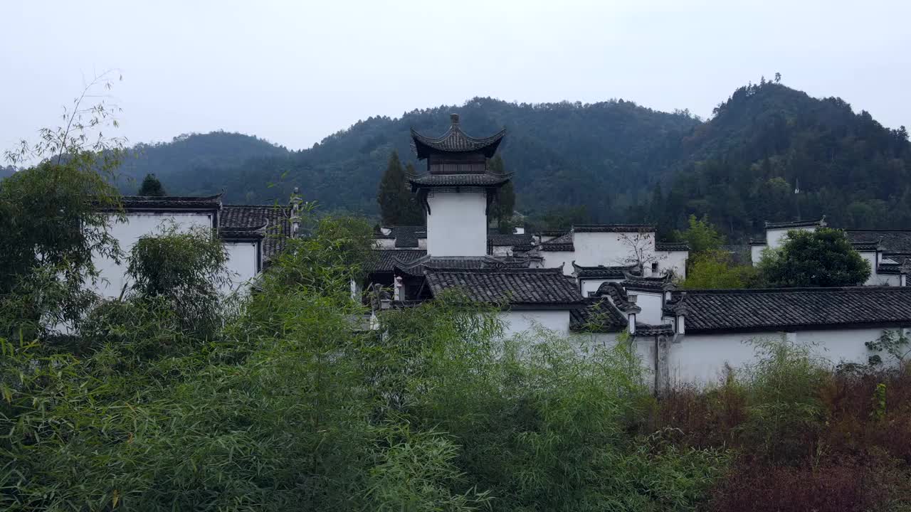 黄山西递村古民居航拍视频素材