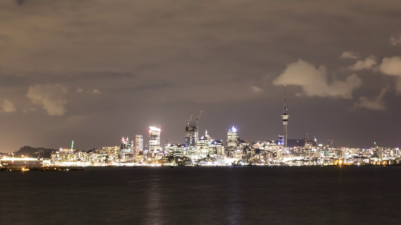 北岛-白天，日落和夜景附近的市中心/奥克兰，新西兰视频素材