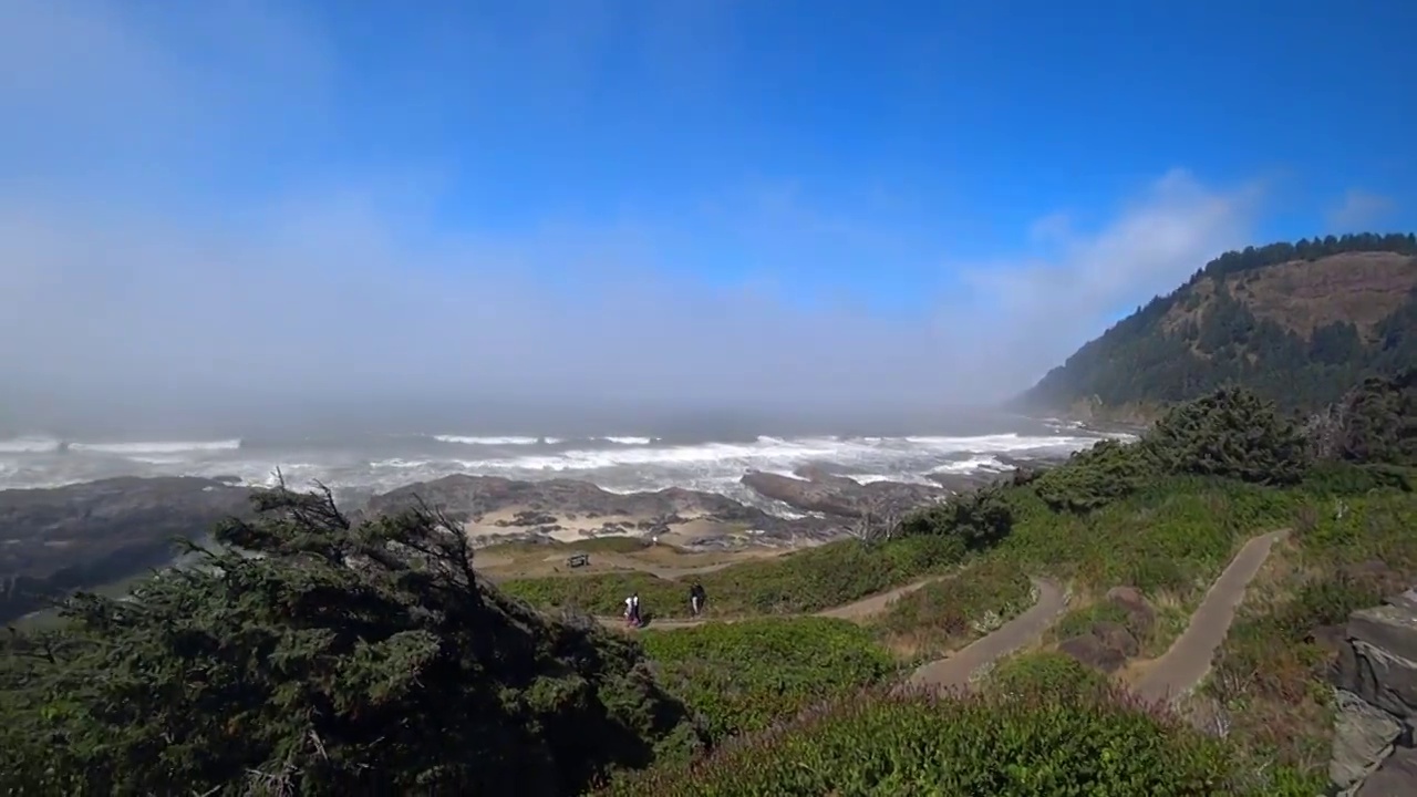 岩石海岸与岛屿，美国俄勒冈州视频素材