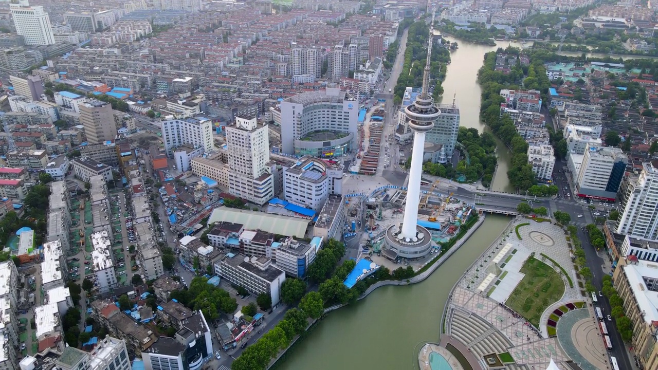 航拍中国南通，城市，现代建筑，景观，天际线视频素材